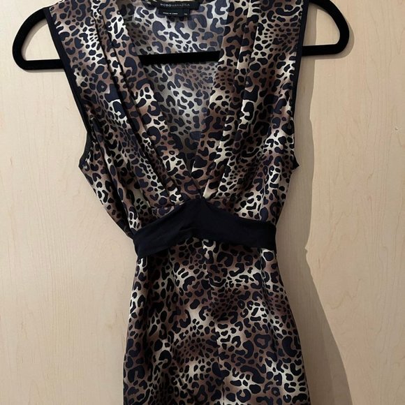 Leopard Print Back Tie BCBG Maxazria Top XS - Picture 1 of 5